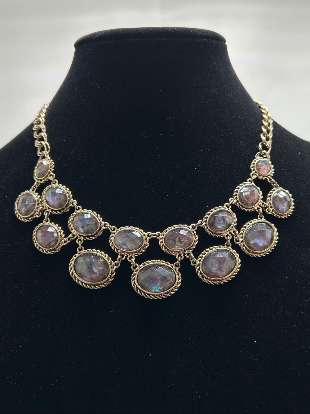 Jones New York, JNY, Gold And Abalone Necklace Blue Green